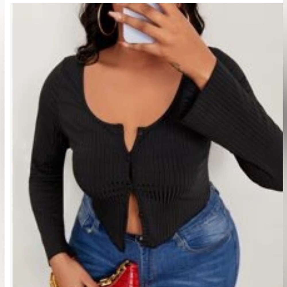 SHEIN Curve Button-up Cropped Cardigan - Size 1 XL